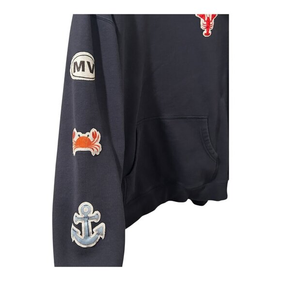 Martha’s Vineyard Beach Tour Hoodie w/ Patchwork | Sz 2XL | Color-Navy | Unisex - Picture 4 of 5